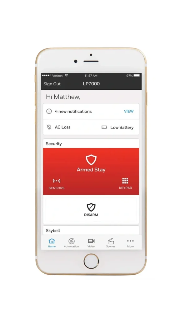 alarm system telephone app